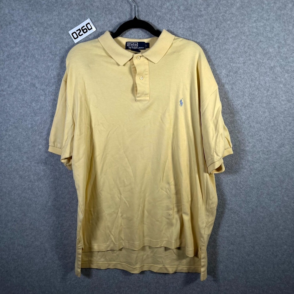 Polo By Ralph Lauren Polo Shirt Mens Large Yellow High Low Hem Cotton Pony Logo